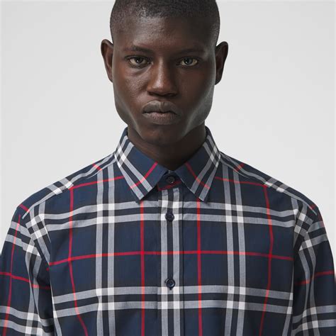 burberry navy poplin resin button|Check Cotton Shirt in Navy .